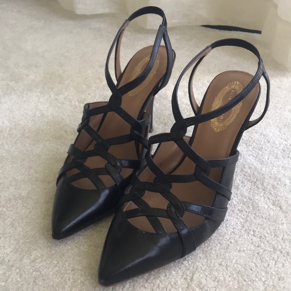 Elie Tahari Black Back Strap High Heels Size 10